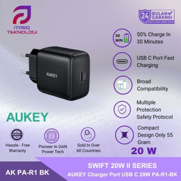 AUKEY Charger Port USB C 20W PA-R1-BK