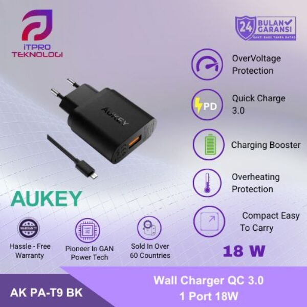 Aukey PA-T9 Charger Port USB A QUICK CHARGE 3.0 18W Fast Charging