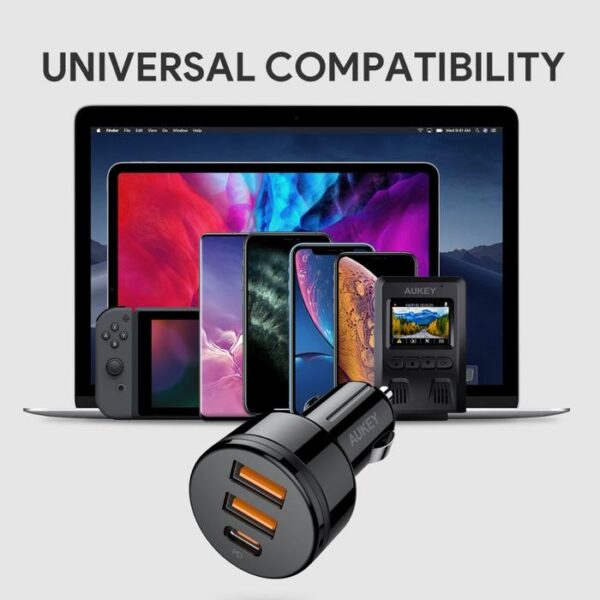 AUKEY 3-Port Car Charger Expedition series model CC-Y16-BK - Gambar 4