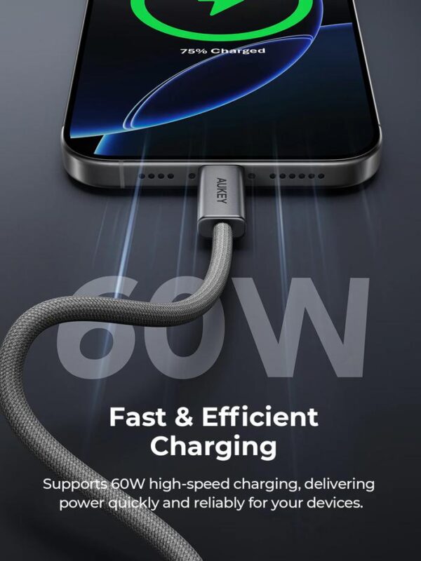 AUKEY Kabel Charger DTY Braided USB C To C Fast Charging Up To 60W 1.8 Meter CB-DCC062 - 1.8 Meter - Gambar 4