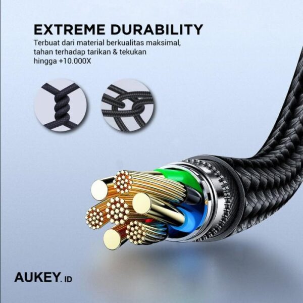 AUKEY Kabel Charger Type-C CB-NAC2 Braided Nylon USB-A to USB-C 1.8M - Gambar 4
