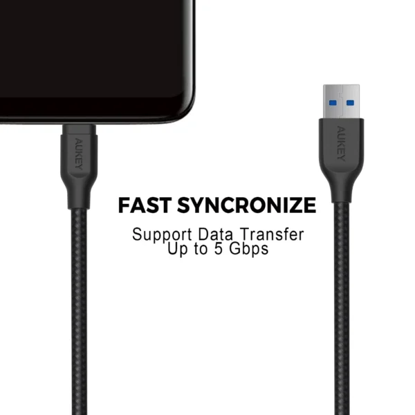 AUKEY Kabel Charger Type C CB-AC2 Braided Nylon USB A to USB-C 2M - Gambar 4