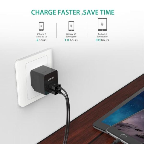 AUKEY Charger Dual Port USB A 12W PA-U32-BK - Gambar 4