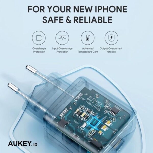 AUKEY Charger Dual Port Type C 20W PA-R1S-BK PD 3.0 Fast Charging