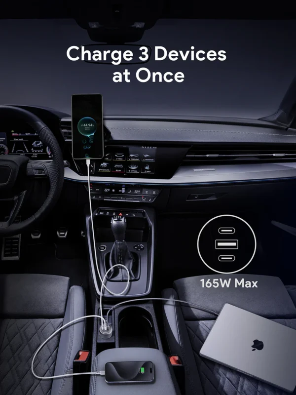 AUKEY CC-P4 Pathfinder Mix 3 165W Fast Charging Car Charger - Gambar 4