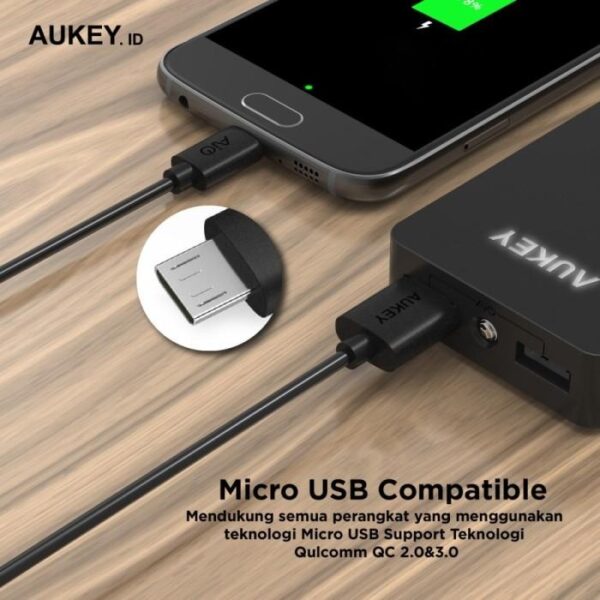AUKEY Kabel Charger (5pcs) USB A To Micro PVC CB-D5 Black 3A - Gambar 4