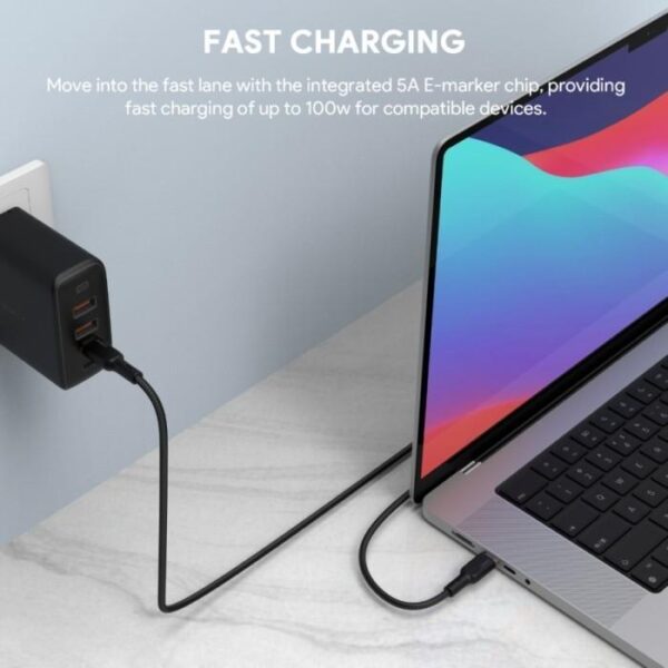 AUKEY Kabel Charger Type-C CB-KCC101 Braided Nylon USB-C to USB-C 1M - Gambar 4