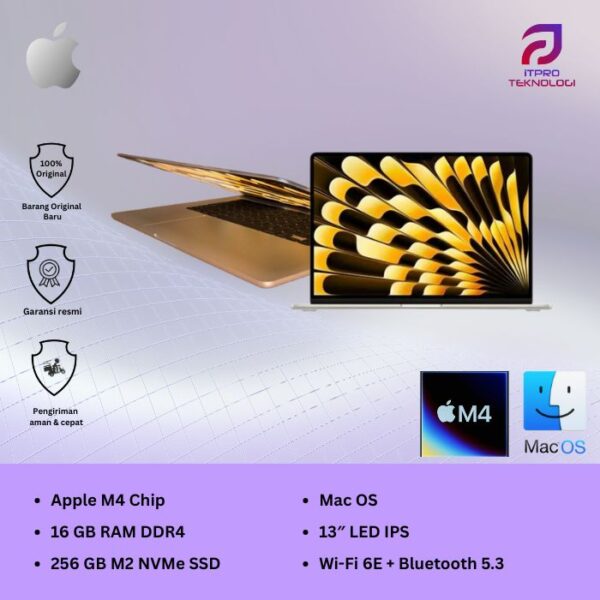 MacBook Air (MW1J3ID/A) Starlight, 15-inch, Apple M4 chip, 10-core CPU, 10-core GPU, 16GB, 256GB SSD, macOS