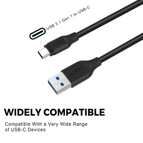 AUKEY Kabel Charger Type C CB-AC2 Braided Nylon USB A to USB-C 2M - Gambar 5