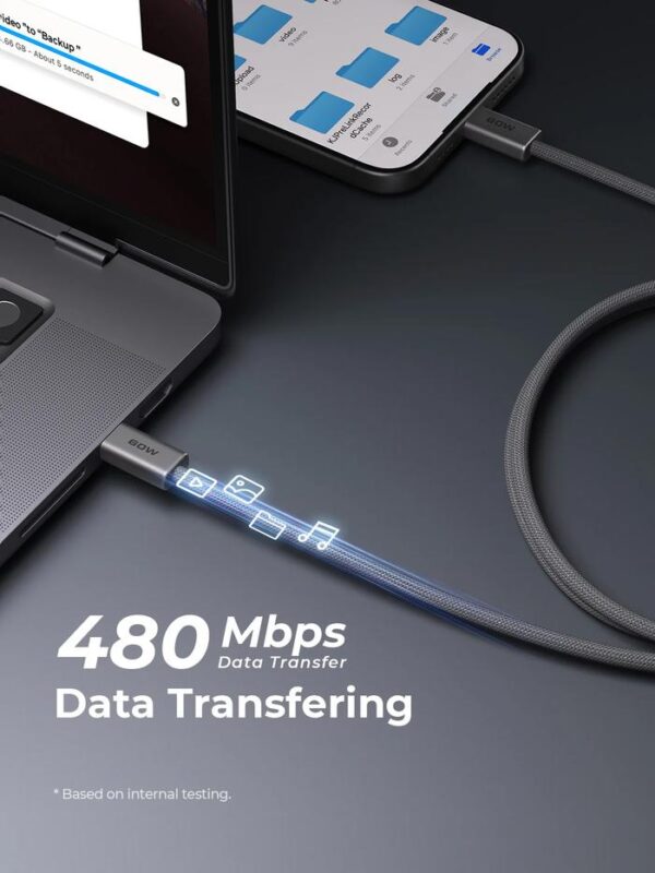 AUKEY Kabel Charger DTY Braided USB C To C Fast Charging Up To 60W 1.8 Meter CB-DCC062 - 1.8 Meter - Gambar 5