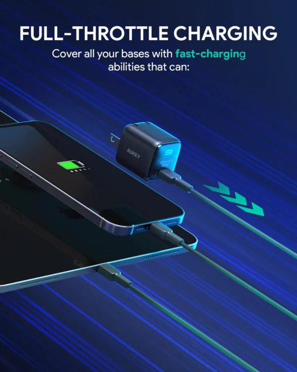 Aukey Charger Type C 20W GAN PD 3.0 Fast Charging Black & White PA-B1T - Gambar 5