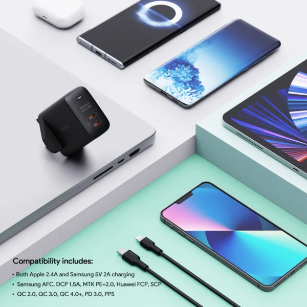 AUKEY Charger Dual Port Type C 45W PA-B4T-BK GAN PD 3.0 Fast Charging - Gambar 5