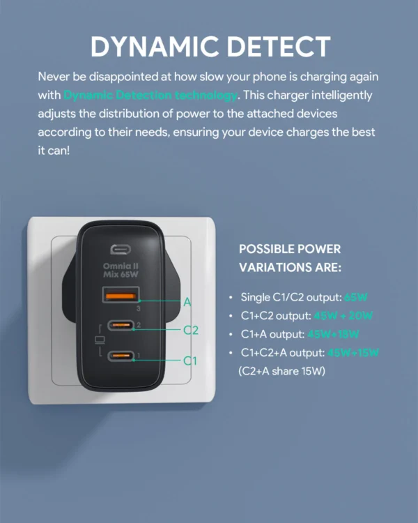 AUKEY Charger Multi Port Type C65W GAN PD 3.0 Fast Charging PA-B6T - Gambar 5