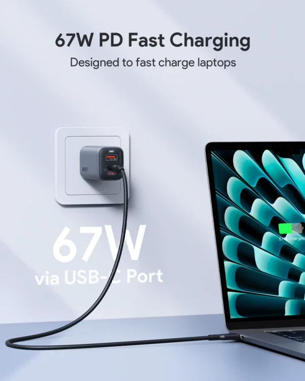AUKEY Charger Multi Port Type C and USB A 67W GAN PD 3.0 PPS PA-B6U - Gambar 5
