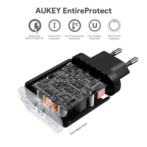 AUKEY Charger Dual Port USB A Quick Charge 3.0 36W PA-T16 Black - Gambar 5