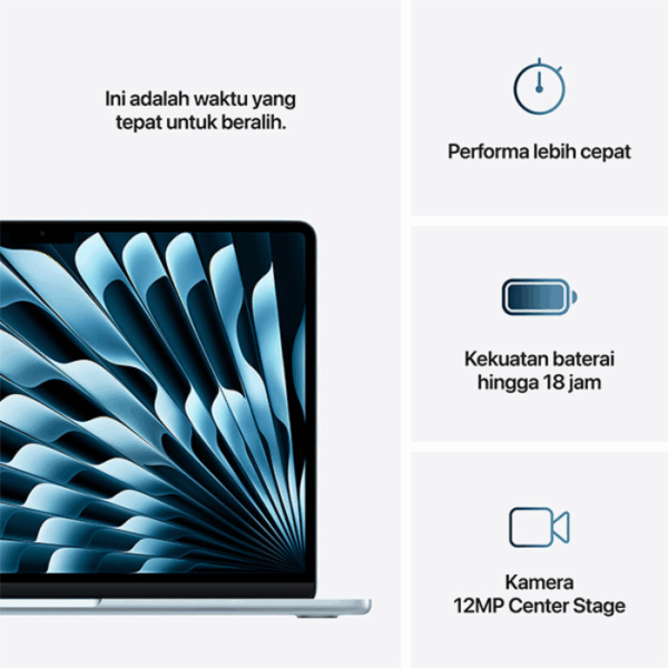 MacBook Air (MC6U4ID/A) Sky Blue, 13 Inch, 10 core CPU, 10 core GPU, 16GB, 512GB SSD IPS, macOS - Gambar 5
