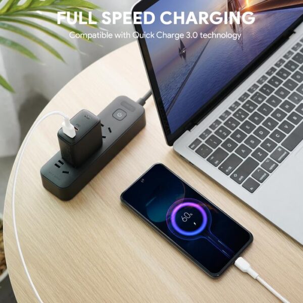 AUKEY Kabel Charger Type C Braided Nylon USB-A to USB-C 1 M AK CB-NAC1 WH - Gambar 5