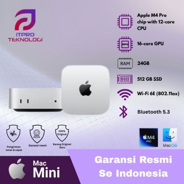 Mac Mini M4 (MCX44ID/A), 12-core CPU, 16-core GPU, 24GB, 512 GB, MacOS