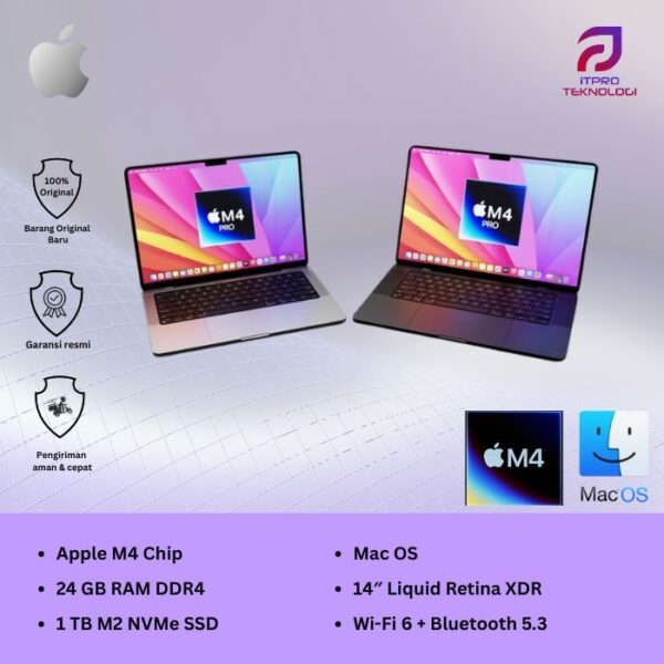 MacBook Air PRO 14, 14-inch, Apple M4 chip, 10-core CPU, 10-core GPU, 24GB, 1 TB SSD, macOS