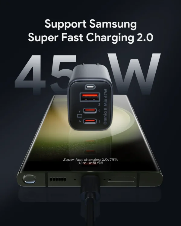 AUKEY Charger Multi Port Type C and USB A 67W GAN PD 3.0 PPS PA-B6U - Gambar 6