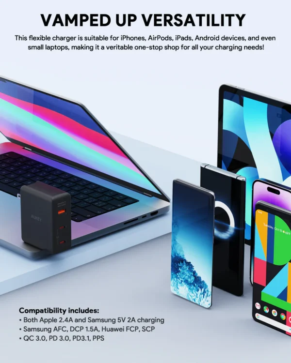 AUKEY Charger Multi Port Type C 140W GAN PD 3.1 Fast Charging PA-B7O - Gambar 6