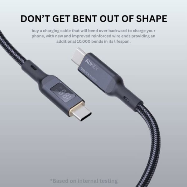AUKEY Kabel Charger Type C To C AK CB-MCC102 BK Black LED Display 1.8M 5A - Gambar 6