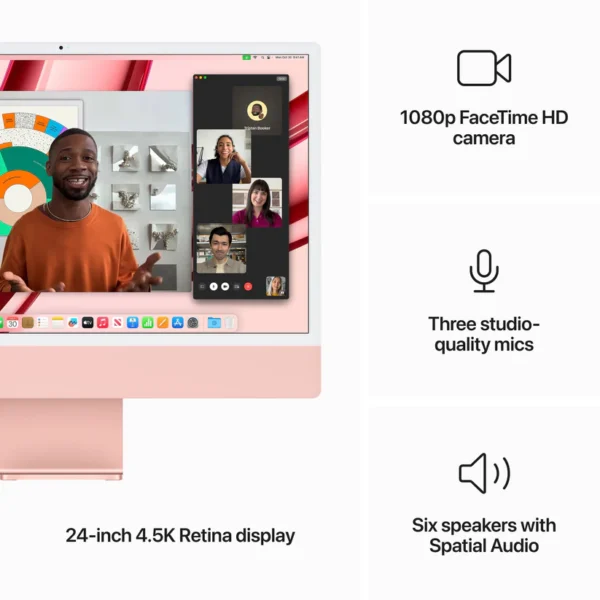 iMac (MCR24ID/A) Pink, 24-inch with Retina 4.5K display, M4, 10-core CPU, 10-core GPU, 24GB, 512GB SSD - Gambar 6