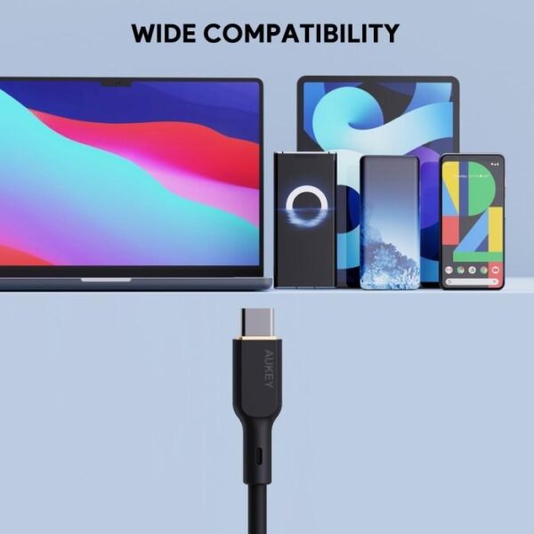 AUKEY Kabel Charger C To C 240W Super Fast Charging Silicone Material 1 Meter CB-SCC241 - 1 Meter - Gambar 6