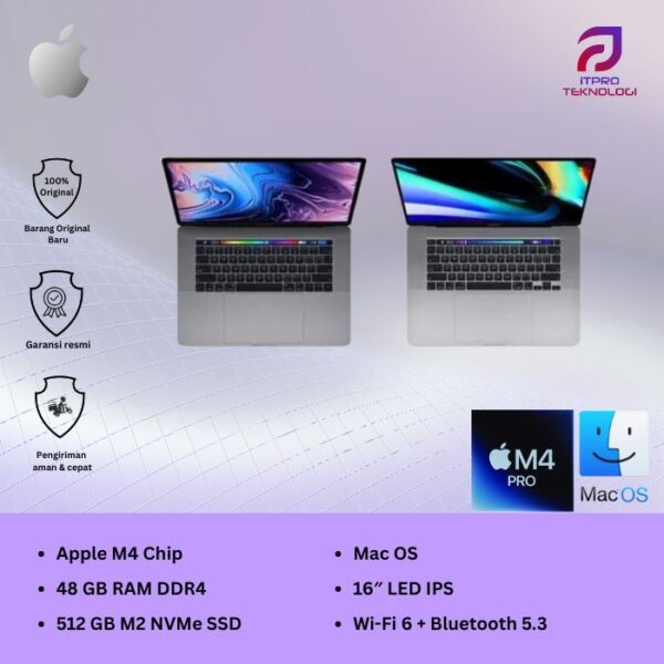 MacBook Air PRO 16 (MX2U3ID/A | MX2Y3ID/A), 16-inch, Apple M4 chip, 14-core CPU, 20-core GPU, 48GB, 512 GB SSD, macOS