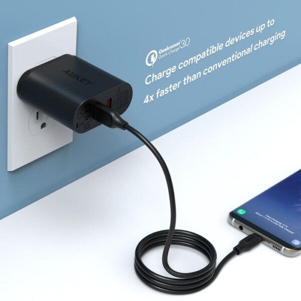 AUKEY Charger Dual Port USB A Quick Charge 3.0 36W PA-T16 Black - Gambar 7