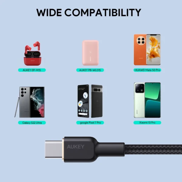 AUKEY Kabel Charger Type-C CB-NAC2 Braided Nylon USB-A to USB-C 1.8M - Gambar 7