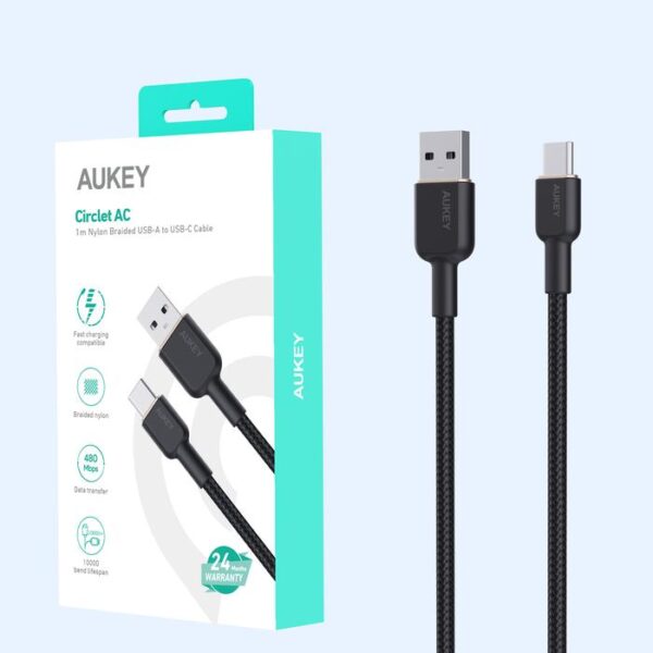 AUKEY Kabel Charger Type C Braided Nylon USB-A to USB-C 1 M AK CB-NAC1 WH - Gambar 7