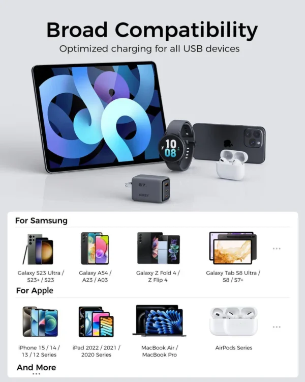 AUKEY Charger Type C 67W GAN III PD 3.0 PPS Super Fast Charging Comet Mix 3 67W Series PA-C3 - Gambar 7