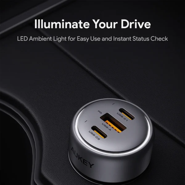 AUKEY CC-P1 66W PPS Fast Charging Car Charger Dual USB C and USB A - Gambar 6
