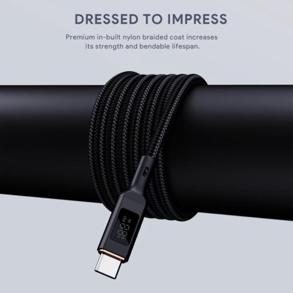 AUKEY Kabel Charger Type C To C AK CB-MCC102 BK Black LED Display 1.8M 5A - Gambar 7