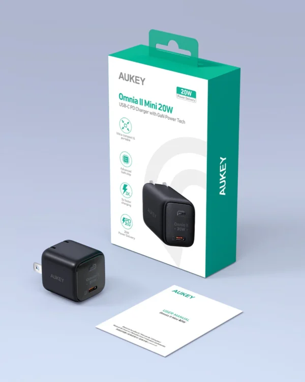 Aukey Charger Type C 20W GAN PD 3.0 Fast Charging Black & White PA-B1T - Gambar 8