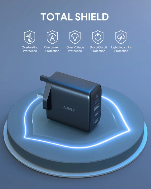 AUKEY Charger Multi Port Type C65W GAN PD 3.0 Fast Charging PA-B6T - Gambar 8