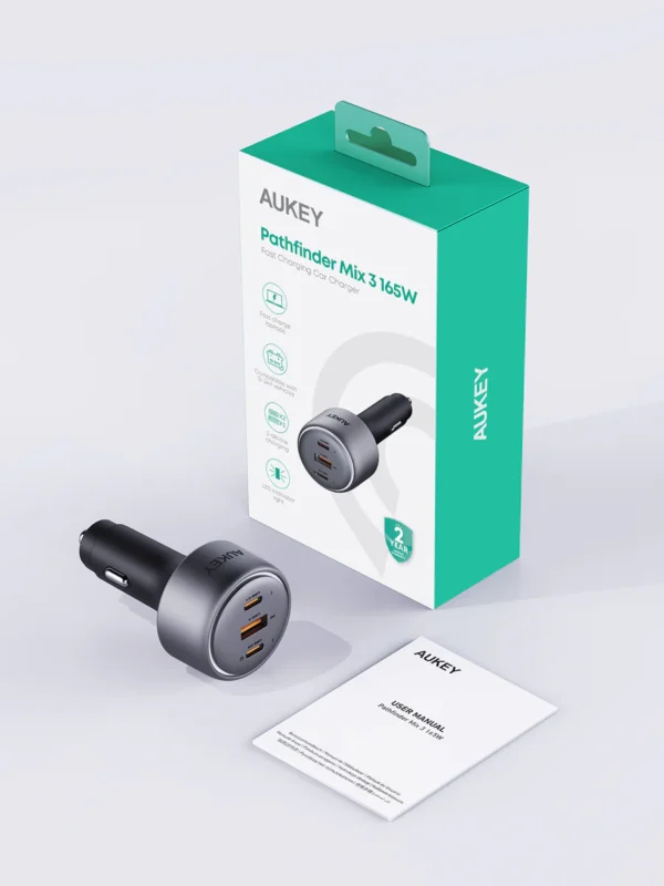 AUKEY CC-P4 Pathfinder Mix 3 165W Fast Charging Car Charger - Gambar 8