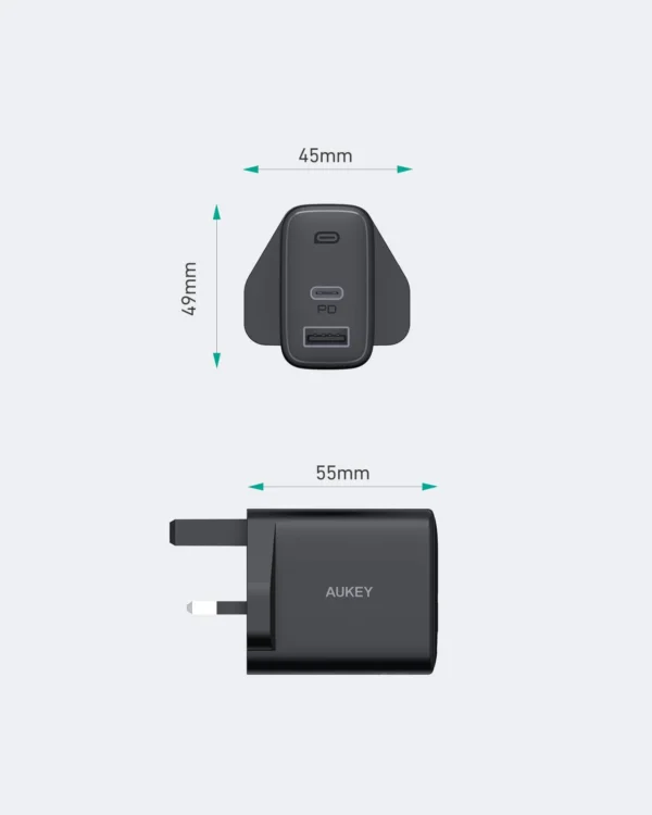 AUKEY Charger Dual Port Type C USB A 32W PD 3.0 Fast Charging PA-F3S - Gambar 9