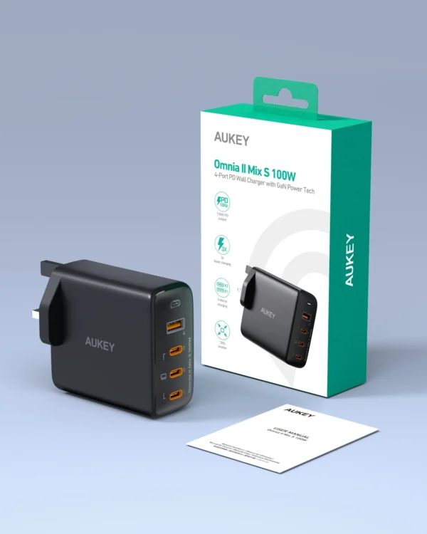 AUKEY Charger Multi Port Type C 100W GAN PD 3.1 Fast Charging PA-B7S - Gambar 10