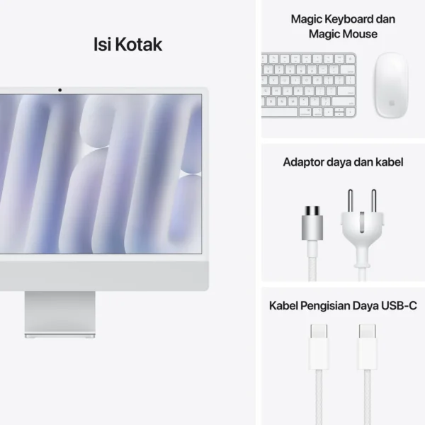 iMac (MCR24ID/A) Silver, 24-inch with Retina 4.5K display, M4, 10-core CPU, 10-core GPU, 24GB, 512GB SSD - Gambar 10