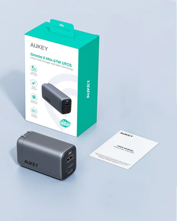 AUKEY Charger Multi Port Type C and USB A 67W GAN PD 3.0 PPS PA-B6U - Gambar 10