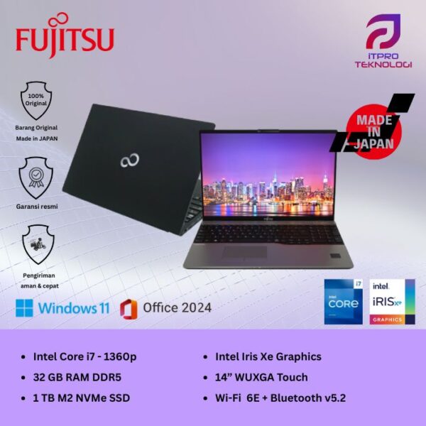 Fujitsu Lifebook U9413, Core i7 - 1360P, 32GB LPDDR5, 1TB SSD, 14" WUXGA Touch, W11 Pro Made In Japan