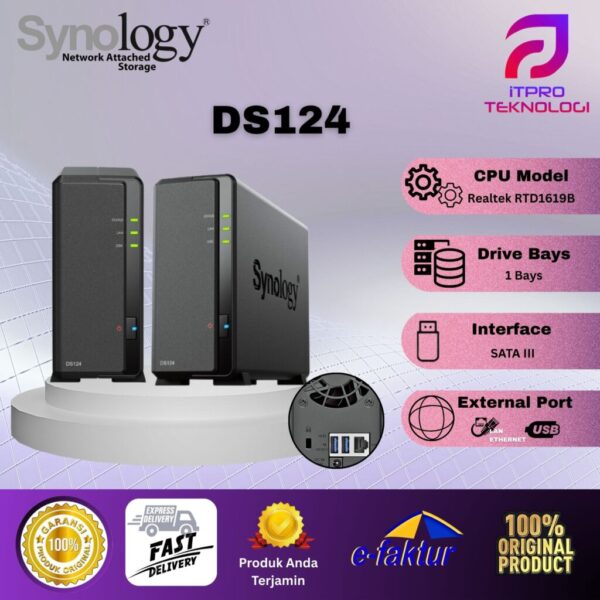 Synology ds124 Diskstation 1-Bay NAS Server Cloud Storage Realtek