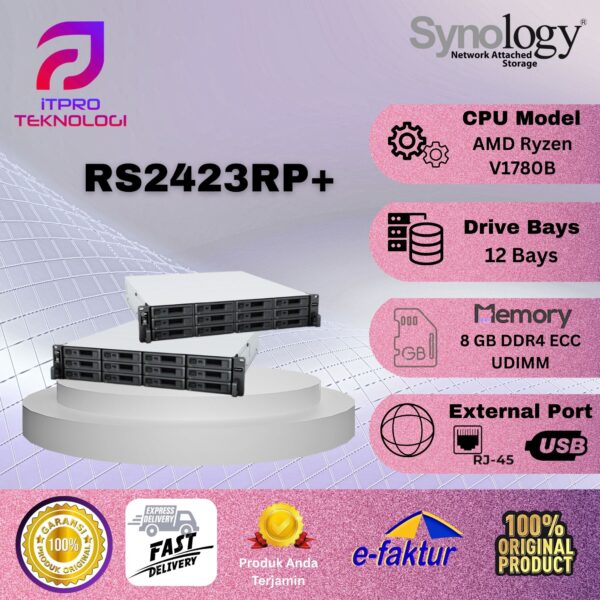 Synology RS2423RP+ 12-bay 3.35 GHz 8GB RAM Redundant Power RackStation NAS Storage Server