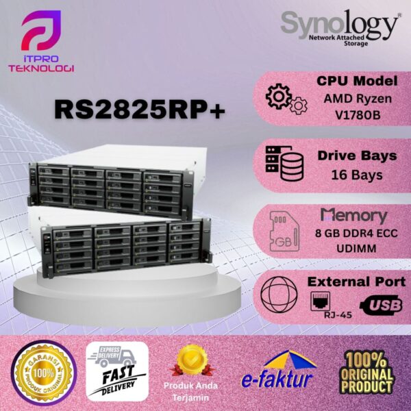 Synology RS2825RP+ 16-bay 3.35 GHz 8GB RAM Redundant Power RackStation NAS Storage Server
